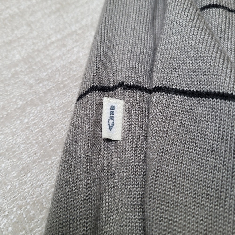 Koman Sweater Mens XL Gray Striped V-Neck Long Sleeve Acrylic Pullover - Picture 4 of 9